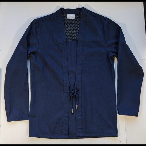 Akashi Kama Noragi Jacket Unisex Navy Blue Japanese Cotton MEDIUM Made In USA - Picture 1 of 12